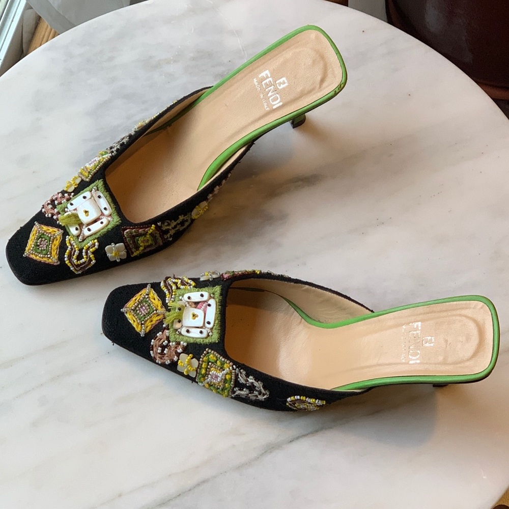 SALE Authentic Fendi vintage beaded slides